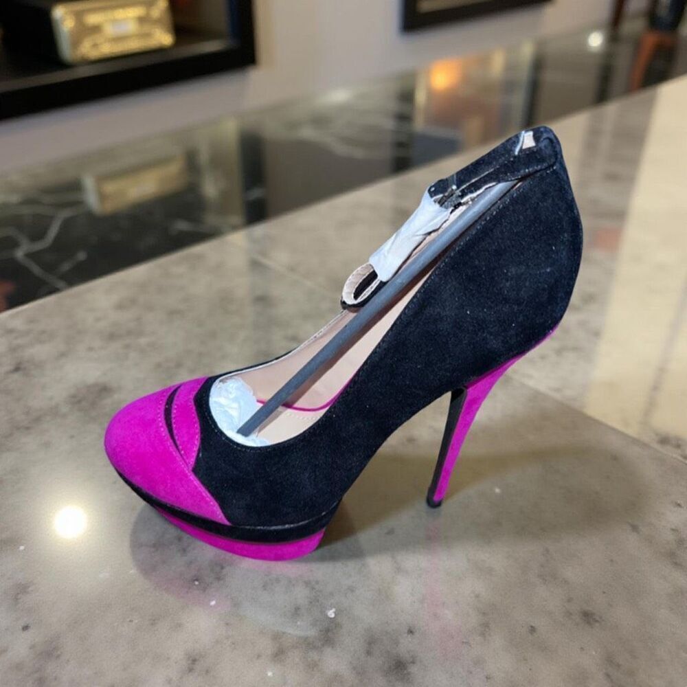NWOB Mascotte Caviar Black & Hot Pink Pumps Size 8